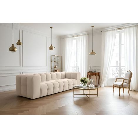 Sofa Designersofa SOLVIE 4-Sitzer in Stoff Tiffani Beige (1/4)