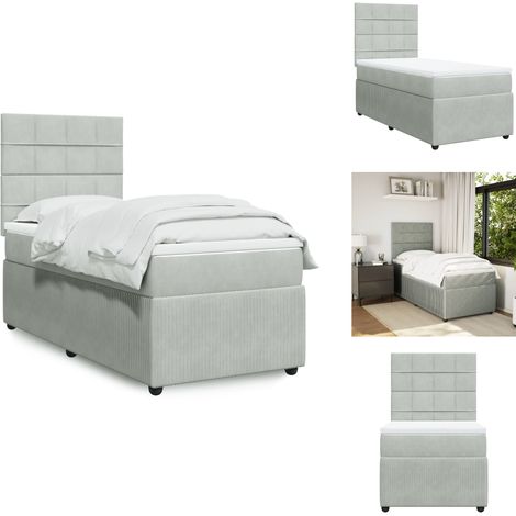 Sommier à lattes de lit et matelas Gris clair 100x200cm Velours - Sommier À Lattes De Lit - Sommiers À Lattes De Lit - Lit - Meuble De Chambre À Coucher (1/5)