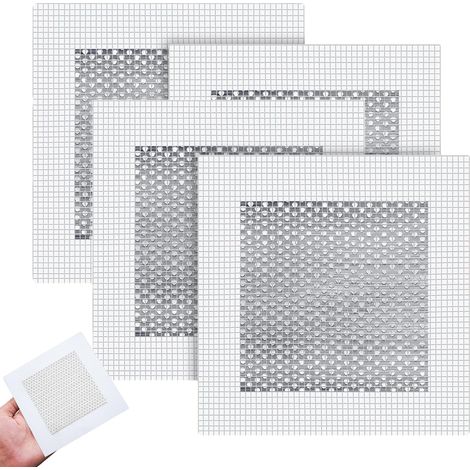 Patch Réparation Mur - Maille Aluminium Fibre Auto-Adhésif - Pour Plâtre et Plafond - 4 Pièces 10,16 x 10,16 cm (1/5)