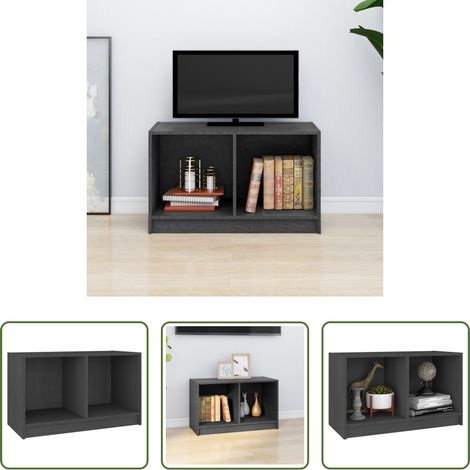 Armoire stéréo - Meuble TV Gris 70x33x42 cm Bois de pin massif (1/5)