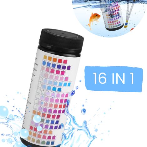 Bandelettes de Test 16 en 1 pour Aquarium - Kit Qualité Eau 100 Tests - Eau Douce et Salée - pH Alcalinité Nitrite Nitrate Chlore Carbonate Dureté-AUTRES (1/4)