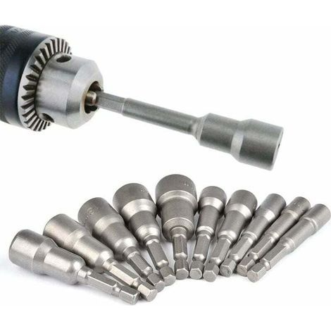10 Pièces Douille Magnétique Visseuse: Embout Aimanté pour Visseuse à Choc 6-19mm 1, 4\ (1/3)