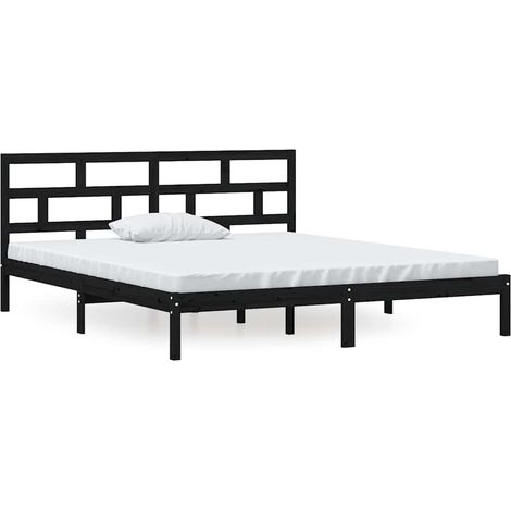 Maison Exclusive - Massivholzbett Schwarz 135x190 cm (1/5)