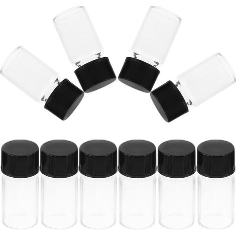 Lot de 10 Petites Bouteilles Échantillons en Verre Transparent 3ml avec Bouchons à Vis Étanches Légères pour Liquides et Parfums, pour Voyage (1/5)