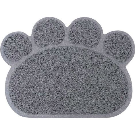 Tappetino per lettiera per gatti in PVC impermeabile e antiscivolo – Forma a zampa, grigio, 40 × 30 cm