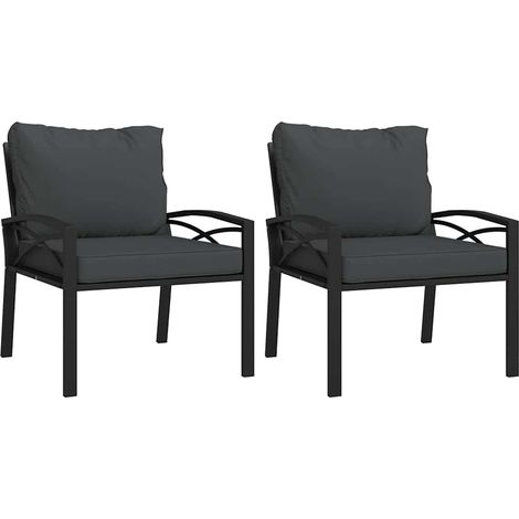 Maison Exclusive - Gartenstühle mit Grauen Kissen 2 Stk. 68x76x79