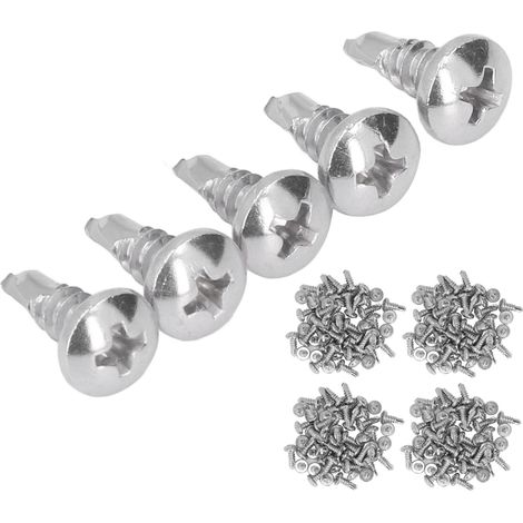 Vis 200 pièces autoperceuses inox 304 tête ronde M4.8x13, remplacement pour perceuse (1/5)