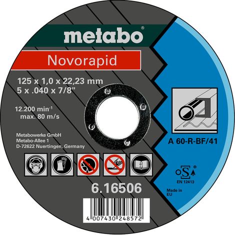 Metabo Novorapid 125 x 1,0 x 22,23 mm Stahl Trennscheibe Form 41 25 Stk (1/3)