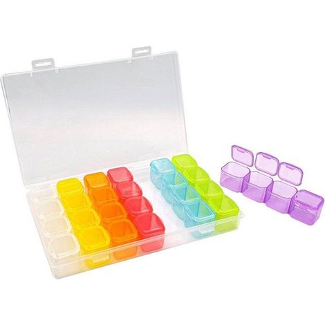 MégaCréa DIY - Boite rangement diamond painting 28 cases couleurs 17,5 cm (1/2)