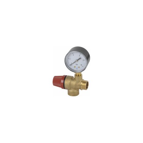 Diff – Soupape de chauffage 3b avec manomètre 0-10 bars – Corps en laiton – Température de fonctionnement 5-110°C – Raccord MF1/2' (1/3)
