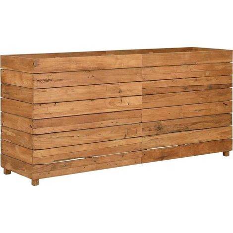 vidaXL Arriate elevado madera de teca reciclada y acero 150x40x72 cm (1/2)