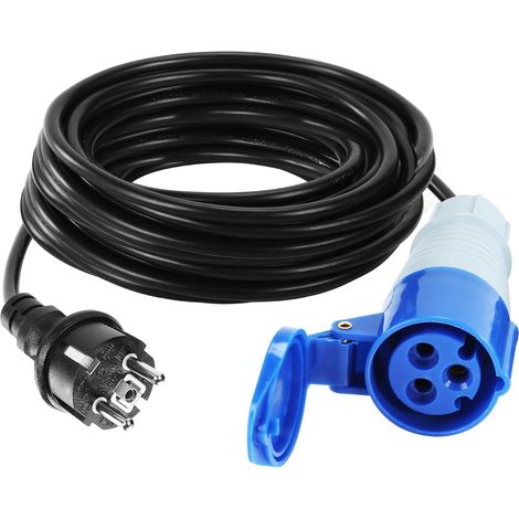 5M Câble Adaptateur CEE, 230V/16A/3 Broches Prise Camping Car, avec Capuchon De Protection, Schuko Rallonge Electrique, Accessoire Camping Car pour Bateau (1/5)