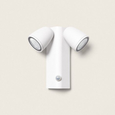 Applique da Parete per Esterni LED 12W Alluminio con Sensore di Movimento PIR Abel Due Faretti Bianco (1/5)