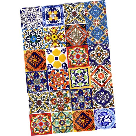 24pièces Autocollants De Carrelage De Sol Carreaux Mexicains Autocollants Décoratifs Pour Décoration Intérieure Projets Diy (1/5)