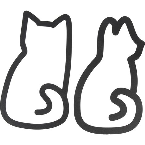 Décoration Murale Chat en Métal Noir, Lot de 2, Fer (1/5)
