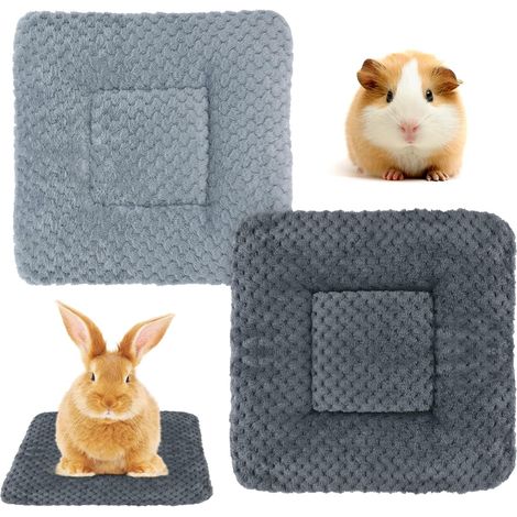 Lit en peluche Hileyu pour petits animaux (lot de 2) : couverture chaude et moelleuse en polaire pour chiot, lapin, cochon d'Inde, petit chien, chaton, chinchilla, écureuil, hamster (30 x 30 cm).