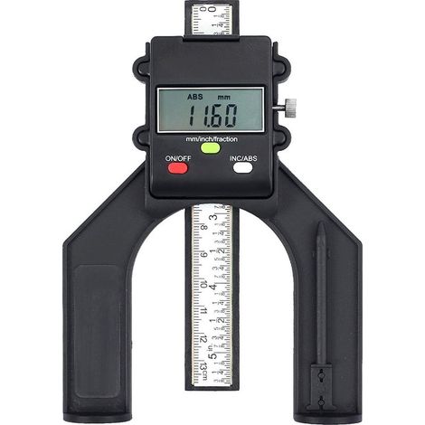 Digitales Tiefen- und Höhenmessgerät (80 mm / 3,14 Zoll) mit Batterie, 0,10 mm (0,004 Zoll) Genauigkeit, ABS/INC-Funktion, Höhen-/Tiefenmessung für Holzbearbeitung, Tischlerei und Sägen (1/5)
