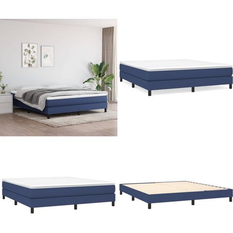 Estructura de cama con somier tela azul 160x200 cm - Estructura de cama - Cama azul