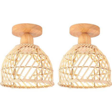 (2PCS) Plafonnier Moderne Lampe De Plafond En Bambou Plafonnier Rétro Luminaire Plafonnier Intérieur Pour Couloir Cuisine Salon Chambre (1/5)