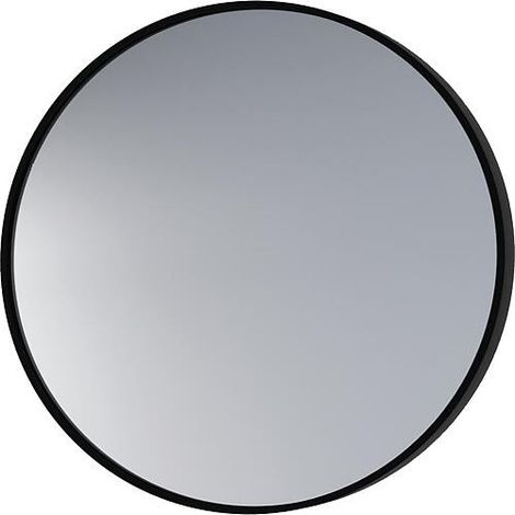 Miroir LED Aelva avec interrupteurs tactiles, avec cadre noir, Ø 600 mm (1/2)
