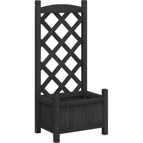 vidaXL Jardinera con enrejado negro 40x30x90 cm madera maciza de abeto (1/2)