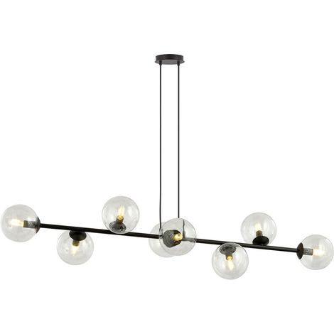 Lampada a Sospensione Rossi, Acciaio verniciato a polvere, Vetro, Nero, 130x100x30 cm
