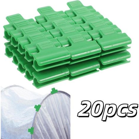 Clips de fixation pour serre, pinces fortes 16 mm, lot de 20, pour film de serre et filet d'ombrage, vert (1/5)