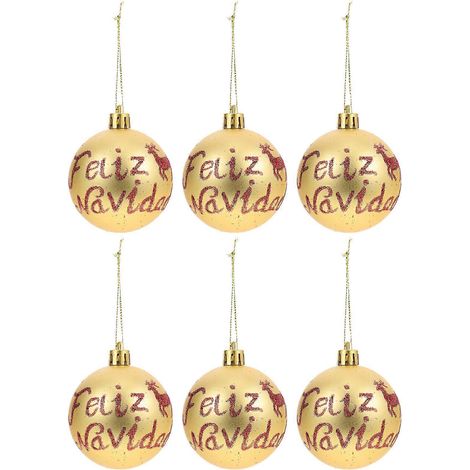 6 Stück Weihnachtskugel-Anhänger, Weihnachtsbaum-Anhänger, Weihnachtsdekoration-7X6CM-Golden (1/3)