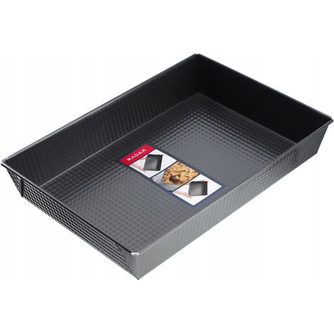 KADAX Moule à Gâteau Rectangulaire, Grand Moule à Pâtisserie avec Revêtement Antiadhésif et Bords Hauts, Accessoire de Cuisine (Noir, 36 x 25.5 cm)