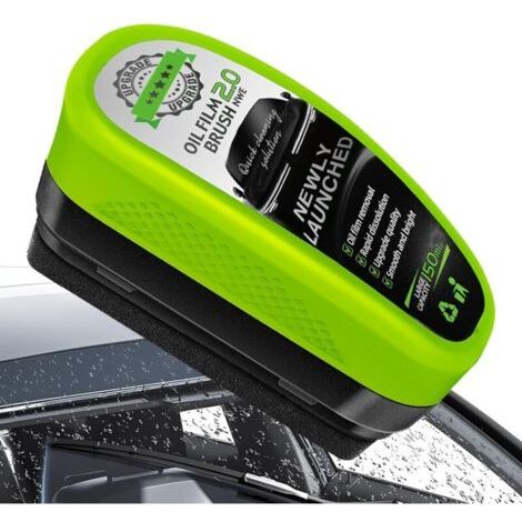 Nettoyant pour pare-brise et surfaces vitrées - Vert 1pc - Décape film d'huile ABS durable avec brosse intégrée (1/4)