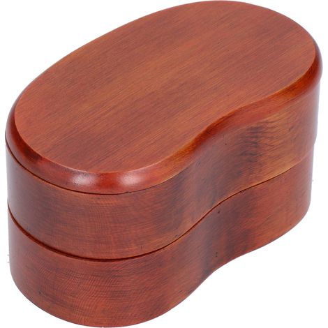 Japanische tragbare doppelwandige Bento-Box in Taillenform, einfache Sushi-Box aus Holz (1/5)