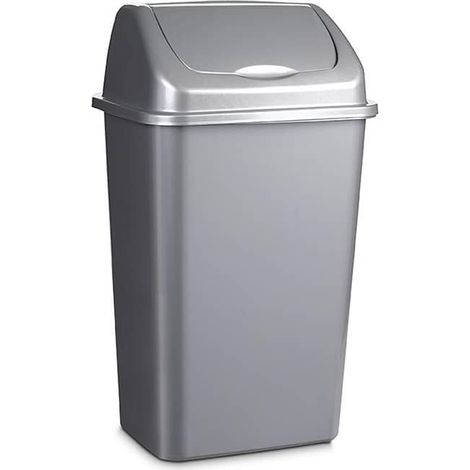 Cubo basura papelera basculante plastico 15 Litros Gris (1/3)