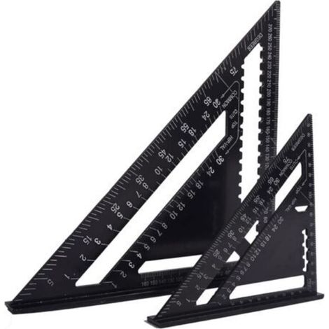 Multifunctional Carpenter's Square 18cm and 30cm, Metal Aluminum Triangle Ruler Square Marking Gauge Guide Protractor Angle 45 90 Degrees/Carpentry Tool/Marking and Guiding Tool for Joinery (1/4)