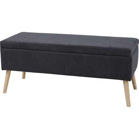 SVITA DAISY XL Gepolsterter Hocker mit Stauraum Sitzbank Sitzhocker Fußhocker Ottomane Stoffbezug Dunkelgrau
