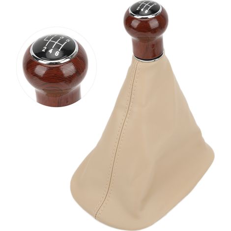 Pommeau de levier de vitesse avec revêtement anti-poussière et anti-corrosion en cuir PU, accessoire automobile, 6 vitesses (1/5)