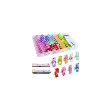 70 Pièces Clips Pinces en Plastique, Clips à Couture，Pinces à Couture Polyvalentes, Wonder Clips pour Coudre, Piquer, Crocheter, Tricoter, 9 Couleurs (1/5)