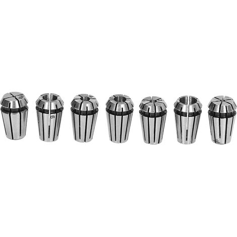 Jeu de 7 pinces de serrage ER11, diamètres 1,0 à 7,0 mm, lot complet pour mandrin, acier haute précision, accessoires de tournage et fraisage. (1/5)