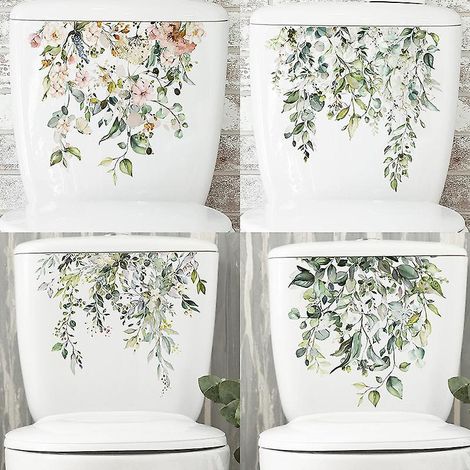 4pcs Autocollant Feuilles De Verdure, Sticker Mural Drle Pour Wc, Salle De Bain, Cuisine, Pvc (1/5)