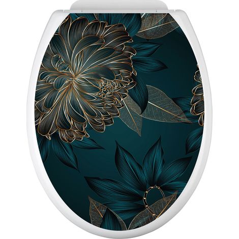 Stickers Abattant WC - Fleurs tropicales - 35x43 cm - Adhésif BRILLANT (1/2)
