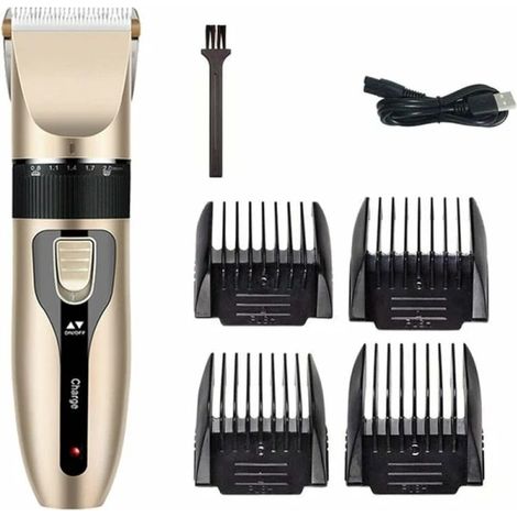 Tondeuse électrique pour chiens et chats, rechargeable par USB, silencieuse, couleur or, pour une utilisation dans les routines de soins des animaux de compagnie.-AquaForge