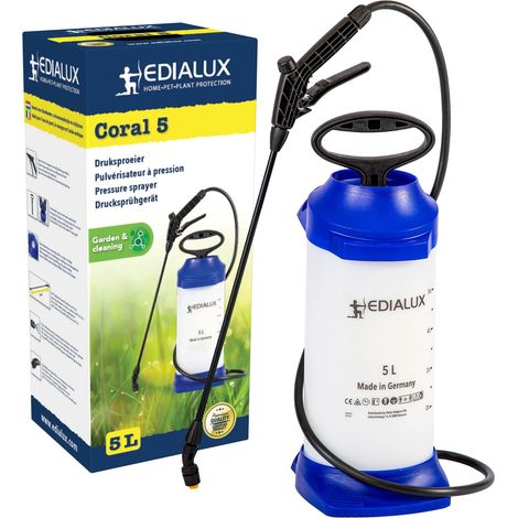 Edialux Drucksprüher 5L rückenspritze für gartenpflege und reinigung, manuelles sprühgerät chemikalienbeständig universalsprüher für pflanzenschutz unkrautbekämpfung und mehr