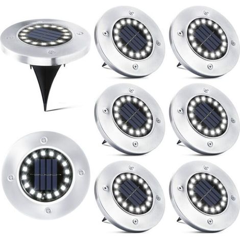 16 LED Lampe Solaire Extérieur-8 Pièces Spot Solaire Jardin Etanche Lampadaire pour Passerelle Chemin Terrasse Cour Souterraine Encastrer Pelouse.. (1/4)