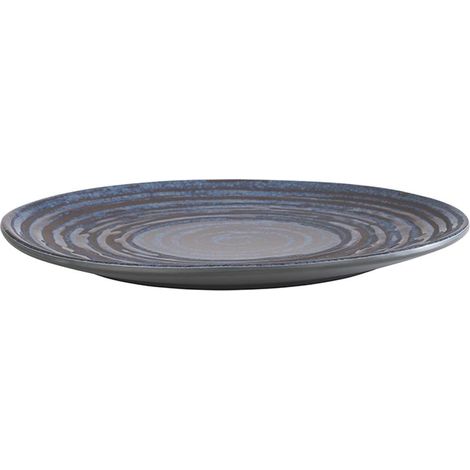 Assiette LOOPS, Ø 22 cm, hauteur 2 cm, mélamine, bleu foncé/gris foncé
