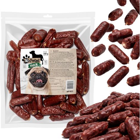 Delicadeza, snack para perros: Salchichas de cordero de 5 cm, Mr.Pretzel, 500 g.