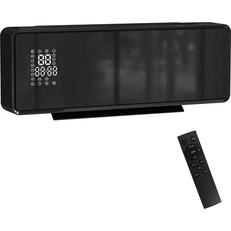 Radiateur électrique céramique mural 1000/2000W, soufflant thermostatique avec minuterie, dimensions 54x18,7x12,3cm, finition noir, chauffage compact pour pièce. (1/5)