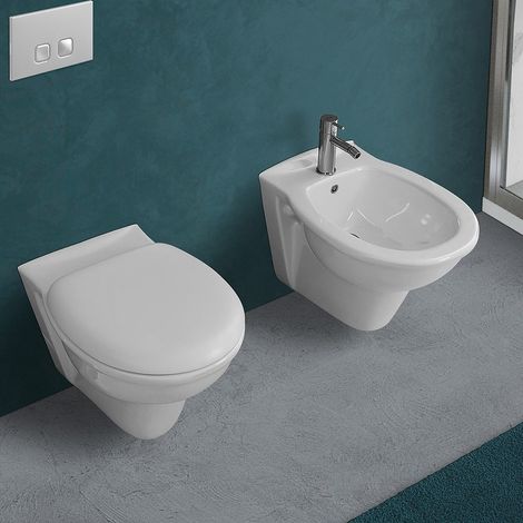 Coppia di sanitari sospesi wc copriwater soft close e bidet serie Karla (1/5)