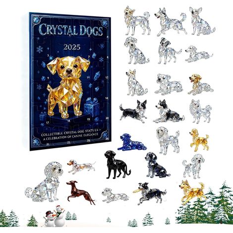 Calendrier de l'Avent Chien 2025 Décoration acrylique 2D Compte à rebours de 24 jours avec pendentif chien – Pour la maison, le sapin de Noël, le mur, la fenêtre, cadeau de Noël pour adultes (1/5)