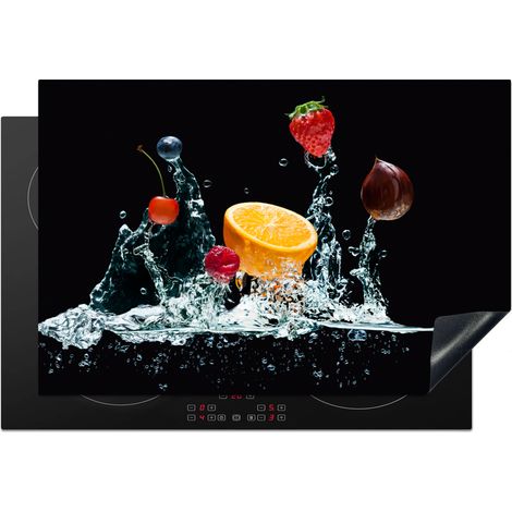 PROTECTION PLAQUE INDUCTION Eau - Fruit - Orange - Fraise - Cerise - Noir Tapis de Protection 76x51.5 cm