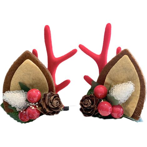 Pin Pour Cheveux En Forme De Bois De Renne - Accessoire De Fête De Noël - Pour Adultes Et Enfants - Lot De 2 (1/5)