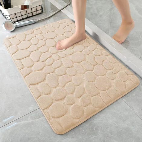 Tappeto bagno 40x60cm motivo ciottoli goffrato antiscivolo assorbente, giallo chiaro